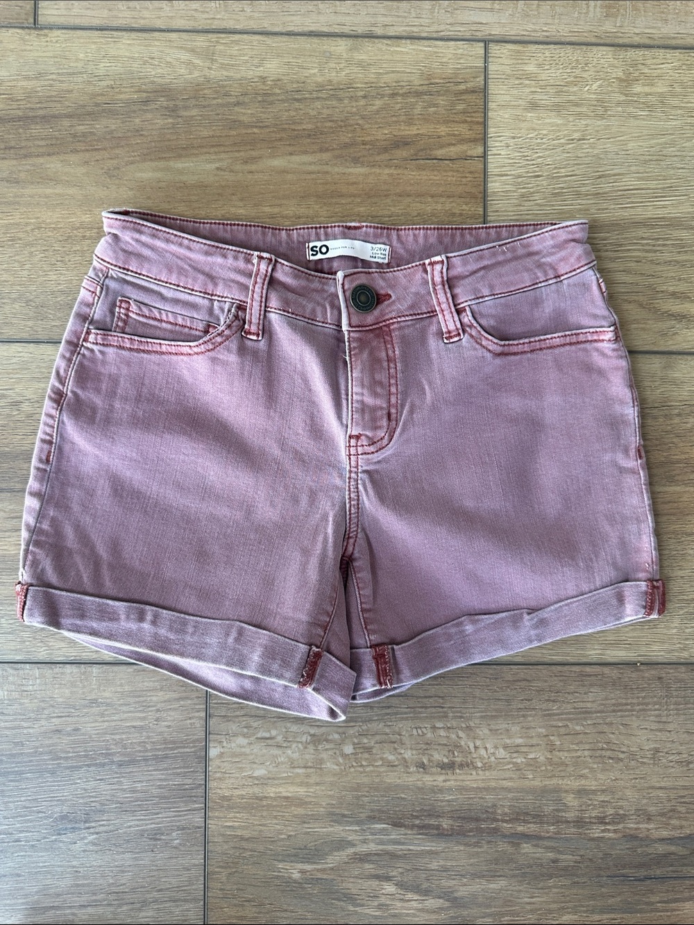 SO Mauve Pink Rolled-Hem Denim Shorts